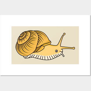 Cute yellow snail cartoon illustration Posters and Art